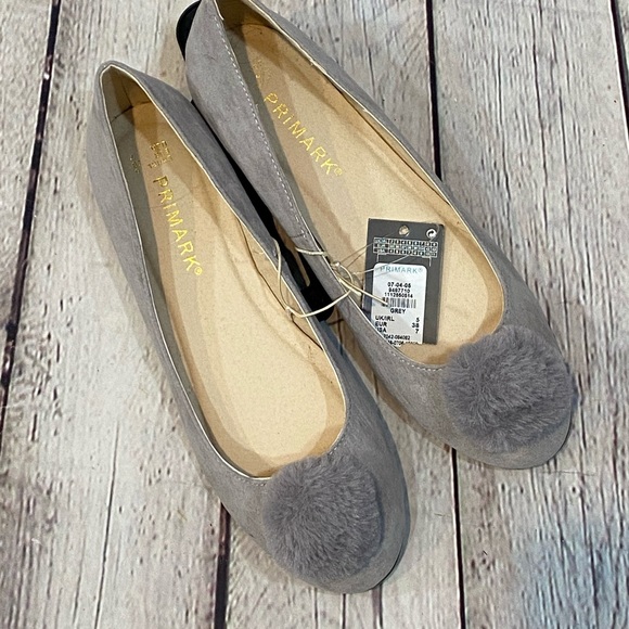 PRIMARK Gray Pom Pom Flats - Picture 4 of 4